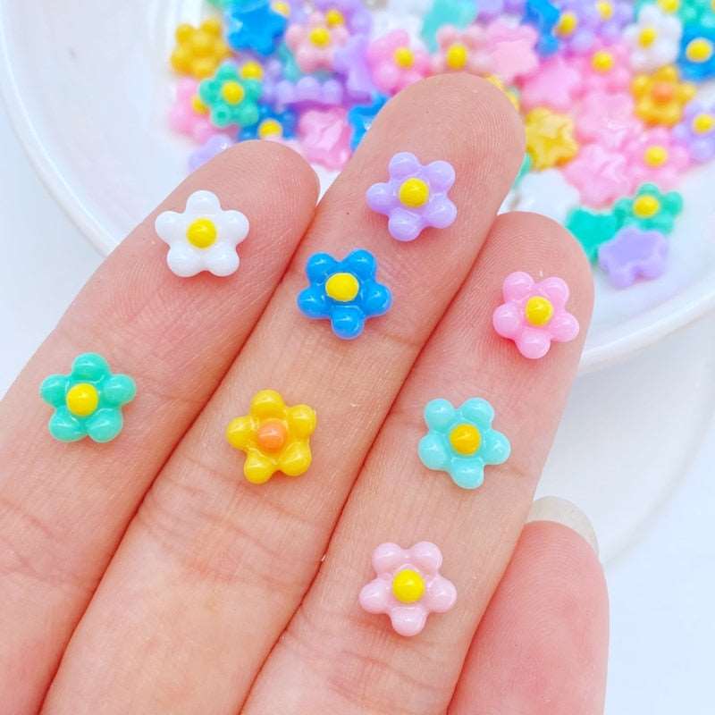 100Pcs New Cute Mini Sun Flower Series Resin Flatback Cabochon Scrapbook Kawaii Embellishments Accessories